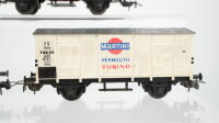 Piko H0 Konvolut 1 Kühlwagen "Martini", 1 Hochbordwagen mit Ladung " Thyssenrohr", 1 Hochbordwagen, 1 Selbstentladewagen FS/SBB-CFF/NS/DB