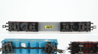 Unbekannt H0 Konvolut 1 Drehschemelwagen-Set mit Ladung "Holz", 1 Hochbordwagen mit Bremserhaus und Figuren, 1 Kran "Krupp-Ardelt" 1 Selbstentladewagen "BM 71717" DB/ua (unvollständig)