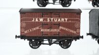 Unbekannt H0 Konvolut 4 gedeckte Güterwagen ("Carricks New Castle & Low Row" / "J & W Stuart Musselburgh")