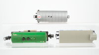 Unbekannt H0 Konvolut  gedeckter Güterwagen mit Bremserhaus "Löwenbräu", gedeckter Güterwagen, Schienenreinigungswagen/Tankwagen DB/BBÖ
