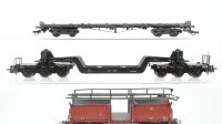 Märklin H0 Konvolut 1 Schwerlastrungenwagen, 1 Schwerlast-Niederflurwagen ohne Ladung, 1 Autotransportwagen ohne Ladung DB