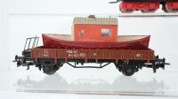 Märklin H0 Konvolut Niederbordwagen mit Boot, Autotransportwagen mit 4 Autos, Tender mit Kohle DB/FS