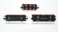 Märklin H0 Konvolut Niederbordwagen mit Boot, Autotransportwagen mit 4 Autos, Tender mit Kohle DB/FS