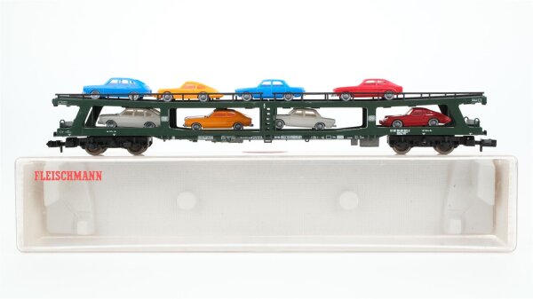 Fleischmann N 8285 Doppelstockw. Autotransport mit 8 PKW DDm 915 DB