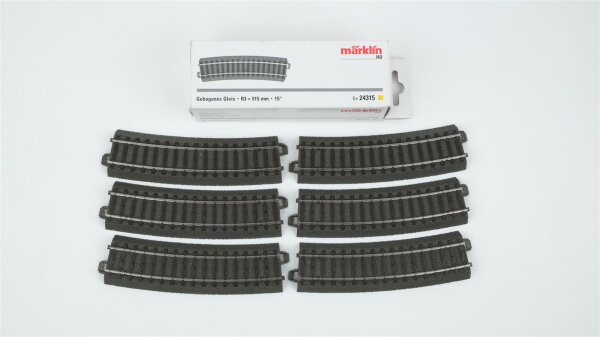 Märklin H0 24315 Gebogenes Gleis R3 = 515 mm 15° (6 Stk. in OVP)