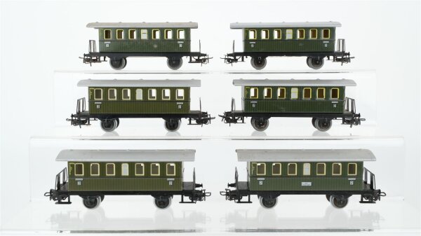 Märklin H0 Konvolut 6 Personenwagen 2.Kl. grün Blech Nebenbahn