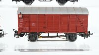Märklin H0 Konvolut 2 Kesselwagen "Aral, Esso", Hochbordwagen, 2 Niederbordwagen gedeckter Güterwagen mit Zugschluss beleuchtet DB/NS