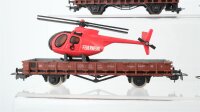 Piko/Roco/u.a. H0 Konvolut Niederbordwagen 4-achsig, Rungenwagen, gedeckter Güterwagen "Pivovar Brauerei", Niederbordwagen, Hochbordwagen, Kesselwagen "Shell" mit Schienenreiiger, Niederbordwagen mit Hubschrauber ÖBB/SNCF/CSD/DR/RN