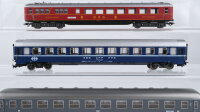 Märklin H0 Konvolut Abteilwagen 2.Kl. blau, Abteilwagen 2.Kl. grau, Speisewagen "DSG" rot, Restaurant-Wagen SBB-CFF-FFS/FS/DB (unvollständig/Lackschäden)