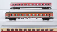 Fleischmann H0 Konvolut Abteilwagen 1.Kl orange/grau, Personenwagen 2.Kl. grün,  Personenwagen "TEE" 1.Kl. beleuchtet, Abteilwagen 1.Kl. rot/grau DB (ungetestet)
