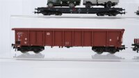 Märklin/Bramos/Sachsenmodelle H0 Konvolut Rolldachwagen, Schwerlastflachwagen mit 2 LKW, Niederbordwagen 2-achsig, Niederbordwagen 4-achsig, Kranwagen, DB