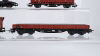 Märklin/Bramos/Sachsenmodelle H0 Konvolut Rolldachwagen, Schwerlastflachwagen mit 2 LKW, Niederbordwagen 2-achsig, Niederbordwagen 4-achsig, Kranwagen, DB