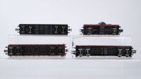 Märklin/Bramos/Sachsenmodelle H0 Konvolut Rolldachwagen, Schwerlastflachwagen mit 2 LKW, Niederbordwagen 2-achsig, Niederbordwagen 4-achsig, Kranwagen, DB