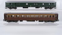 Rivarossi H0 Konvolut Postwagen grau, Packwagen grün, Abteilwagen 1.Kl. braun FS/DB