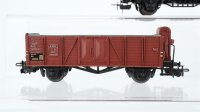 Märklin H0 Konvolut Hochbordwagen braun, Hochbordwagen grau, Hochbordwagen mit Bremserhaus 2 Niederbordwagen DB/RN