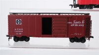 Roco H0 Konvolut 2 Schwerlast-Niederflurwagen, 2 gedeckte Güterwagen "A.T.S.F. 146285, MILW 19042", Caboose "A.T.S.F. 3851" USA