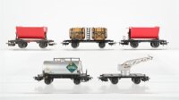 Märklin H0 Konvolut 2 Kipploren, Weinfasswagen "Bordeaux" Kesselwagen "Aral" Kranwagen, Nebenbahn (unvollständig)