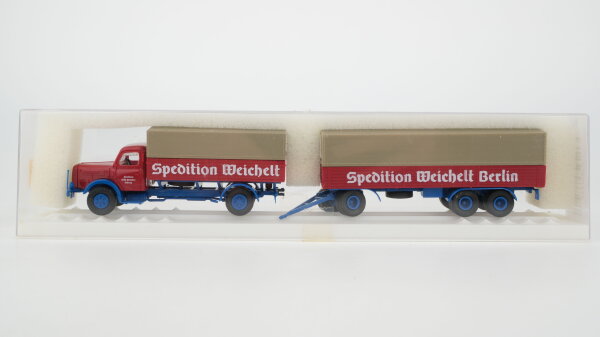 Brekina H0 7322 Henschel Hängerzug Spedition Weichelt