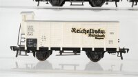 Fleischmann H0 Konvolut Güterwagen Kühlwagen „Seefische, Transthermos, Interfrigo“, Kühlwagen mit Bremserhaus (Reichsbräu) DB,FS