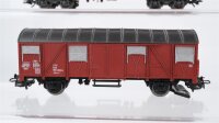 Märklin H0 Hochbordwagen 4-achsig, Teleskophubenwagen 4-achisg, 2 gedeckte Güterwagen 2-achisg DB