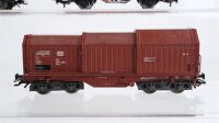Märklin H0 Hochbordwagen 4-achsig, Teleskophubenwagen 4-achisg, 2 gedeckte Güterwagen 2-achisg DB