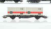 Märklin H0 Niederbordwagen 2-achsig, Niederbordwagen 4-achisg (Pustefix), Containertragwagen mit 2 Containern DB