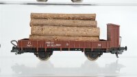 Lima H0 Konvolut 2 Niederbordwagen mir Bremserhaus (Thyssenrohr, Holzladung), Hochbordwagen mit Kohleladung, Niederbordwagen FS Italia/u.a. (Kupplungen fehlen z.T.)