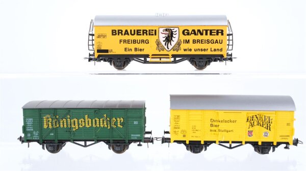 Roco H0 Konvolut 3 Bierwagen (Dinkelacker Bier, Brauerei Ganter, Königsbacher) DB