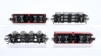 Unbekannt H0 Konvolut 2 Selbstentladewgen 4-achisg, 2 Behältertragwagen 2-achsig (Von Haus zu Haus) DB