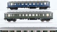 Fleischmann H0 Konvolut Abteilwagen 1. Kl., Personenwagen 1. Kl., Personenwagen 2. Kl., Gepäckwagen DB