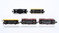 Märklin H0 Konvolut 2 geschlossene Güterwagen mit Schiebedach, Niederbordwagen, Hochbordwagen Märklin, geschlossener Güterwagen Jamaica DB/u.a. (Kupplung fehlt)