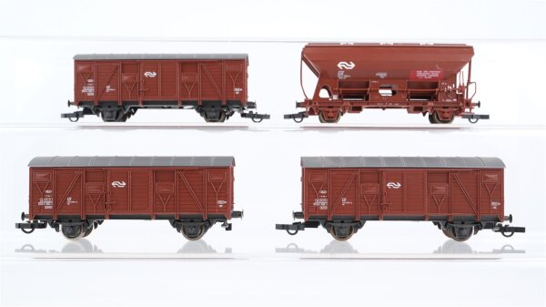 Roco H0 Konvolut 3 gedeckte Güterwagen 2 achsig, 1 Selbstentladewagen 2 achsig NS
