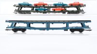 Lima H0 Konvolut 1 Autotransportwagen mit 6 PKW, 1 Autotransportwagen ohne PKW 4 achsig DB/ LON