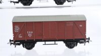 Klein Modellbahn H0 Konvolut 3 geschlossene Güterwagen, 1 Hochbordwagen ÖBB