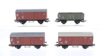 Klein Modellbahn H0 Konvolut 3 geschlossene Güterwagen, 1 Hochbordwagen ÖBB