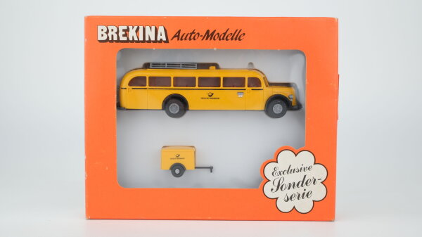 Brekina H0 5051 Mercedes-Benz O 5000 Postbus mit Gepäckanhänger (Sonderserie)