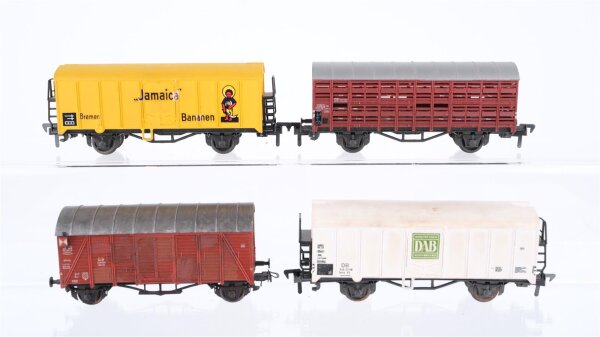 Liliput H0 Konvolut Tiertransportwagen, geschlossener Güterwagen, 2 Kühlwagen (Jamaica Bananen, DAB) DB