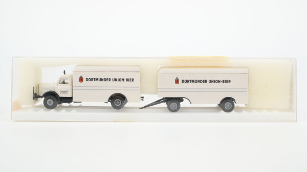 Brekina H0 7316 Henschel Koffer-Hängerzug Dortmunder Union-Bier