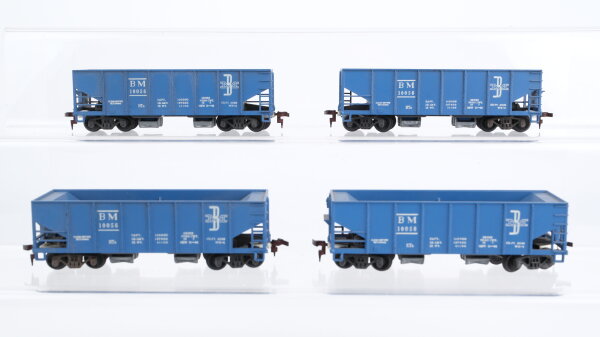 Unbekannt H0 Konvolut 4 US Selbstentladewagen 4 achsig „BM“ blau