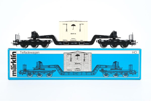 Märklin H0 4618 Tiefladewagen mit Übersee-Kiste  SST 53  St 52 der DB