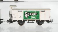 Unbekannt H0 Konvolut 1 Werkstättenwagen mit Bremserhaus, 2 Kühlwagen mit Bremserhaus „Stiegl, Gässer Bier“ ÖBB