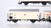 Märklin H0 Konvolut 3 Kühlwagen, 2 Kühlwagen mit Bremserhaus, 2 achsig DB/ u. a. (teilweise gealtert)