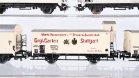 Märklin H0 Konvolut 3 Kühlwagen, 2 Kühlwagen mit Bremserhaus, 2 achsig DB/ u. a. (teilweise gealtert)