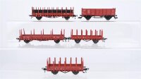 Fleischmann H0  Konvolut 3 Rungenwagen, 1 Rungenwagen mit...