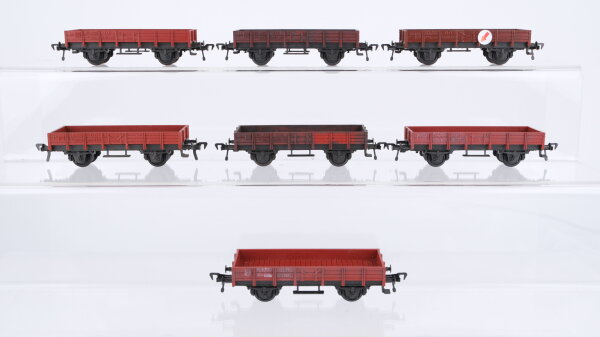 Fleischmann H0 Konvolut 7 Niederbordwagen 2 achsig DB (teilweise patiniert)