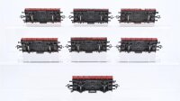 Fleischmann H0 Konvolut 7 Niederbordwagen 2 achsig DB (teilweise patiniert)