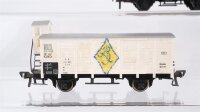 Fleischmann H0 Konvolut Niederbordwagen, Rungenwagen, Hochbordwagen mit Bremserhaus, Hochbordwagen, gedeckter Güterwagen mit Bremserhaus DB
