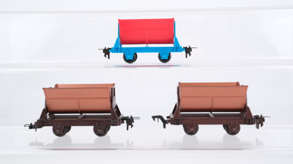 Trix H0 Konvolut 3 Kippmuldenwagen 2 achsig (2 Stück kupfer/ braun lackiert)