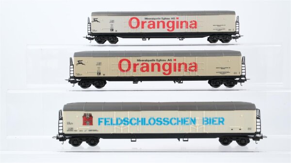 Lima H0 Konvolut 3 Kühlwagen 4 achsig (2x Orangina/ 1x Feldschlösschen Bier) SBB-CFF