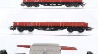 Märklin H0 Konvolut 2 Niederbordwagen 4-achisg, Tiefladewagen 6-achisg mit Transformator DB (Abbruch)